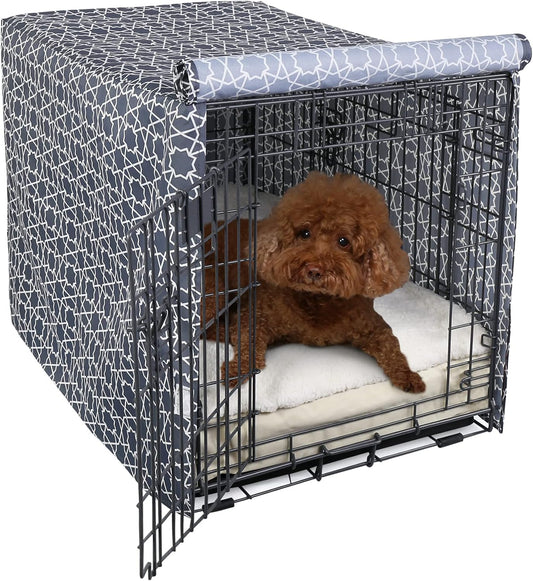 Explore Land Pattern Dog Crate Cover for 30 Inches Wire Cage, Heavy-Duty Polyester Indoor Pet Kennel Covers Universal Fit for 1 2 3 Doors Standard Metal Crate (Morocco)