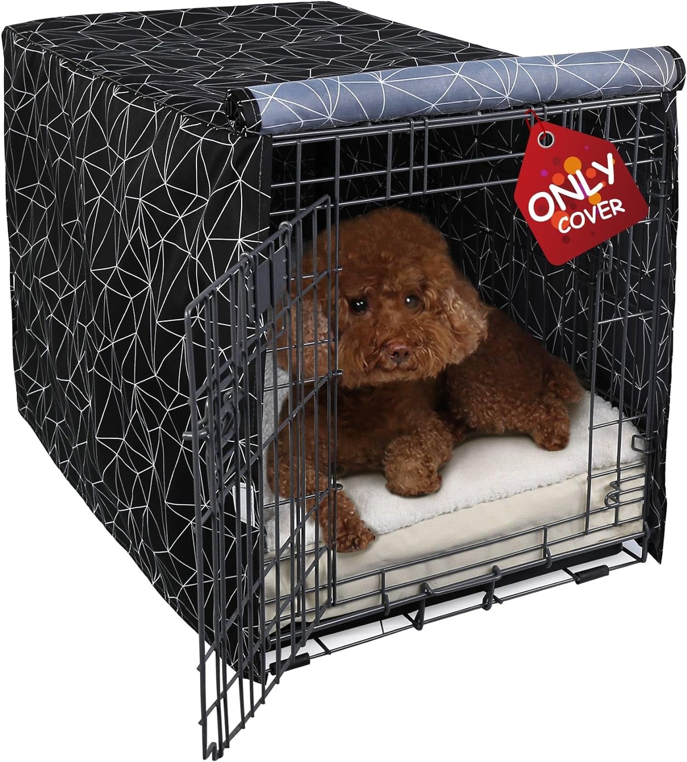 Explore Land Pattern Dog Crate Cover for 54 Inches Wire Cage, Heavy-Duty Polyester Indoor Pet Kennel Covers Universal Fit for 1 2 3 Doors Standard Metal Crate (Brief Polygonal)