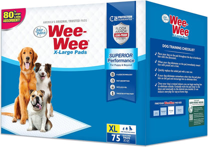 Four Paws Wee-Wee Superior Performance X-Large Dog Pee Pads - Dog & Puppy Pads for Potty Training - Dog Housebreaking & Puppy Supplies - 28" X 34" (40 Count),White