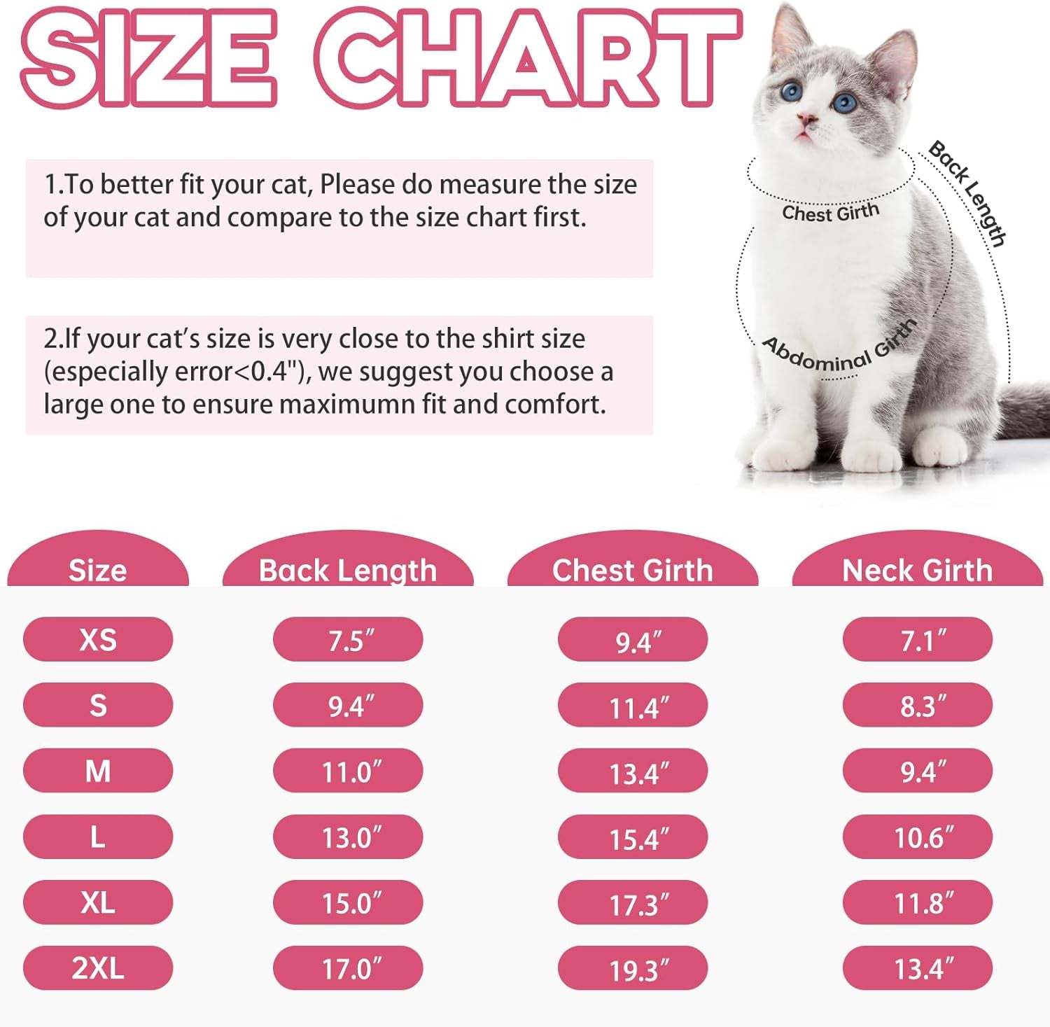 Bonaweite Sticky Hair Cat Clothes, Prevent Lost Hair Onesie Shirts for Cats Only, Kitten Pajamas Costumes Outfits for Pet, Cat Recovery Suit for Cats or Small Dogs