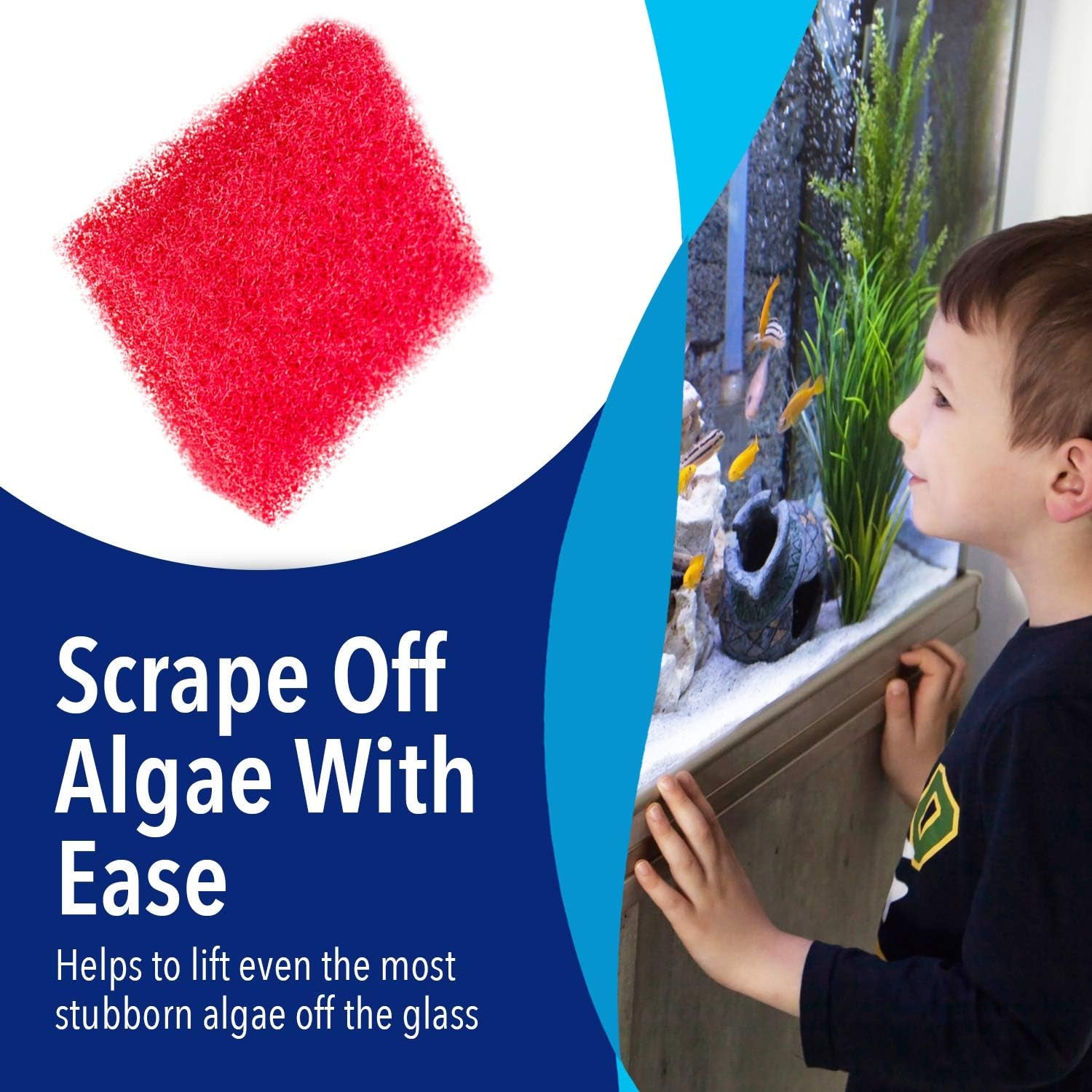 Evergreen Pet Supplies [4 Pack Aquarium Cleaner for Glass Walls - Aquarium Scrubber - H& Held Scraper Pad - Fish Tank Cleaning Tools Won't Scratch Glass - Aquarium Sponge for Turtle & Fish Tank