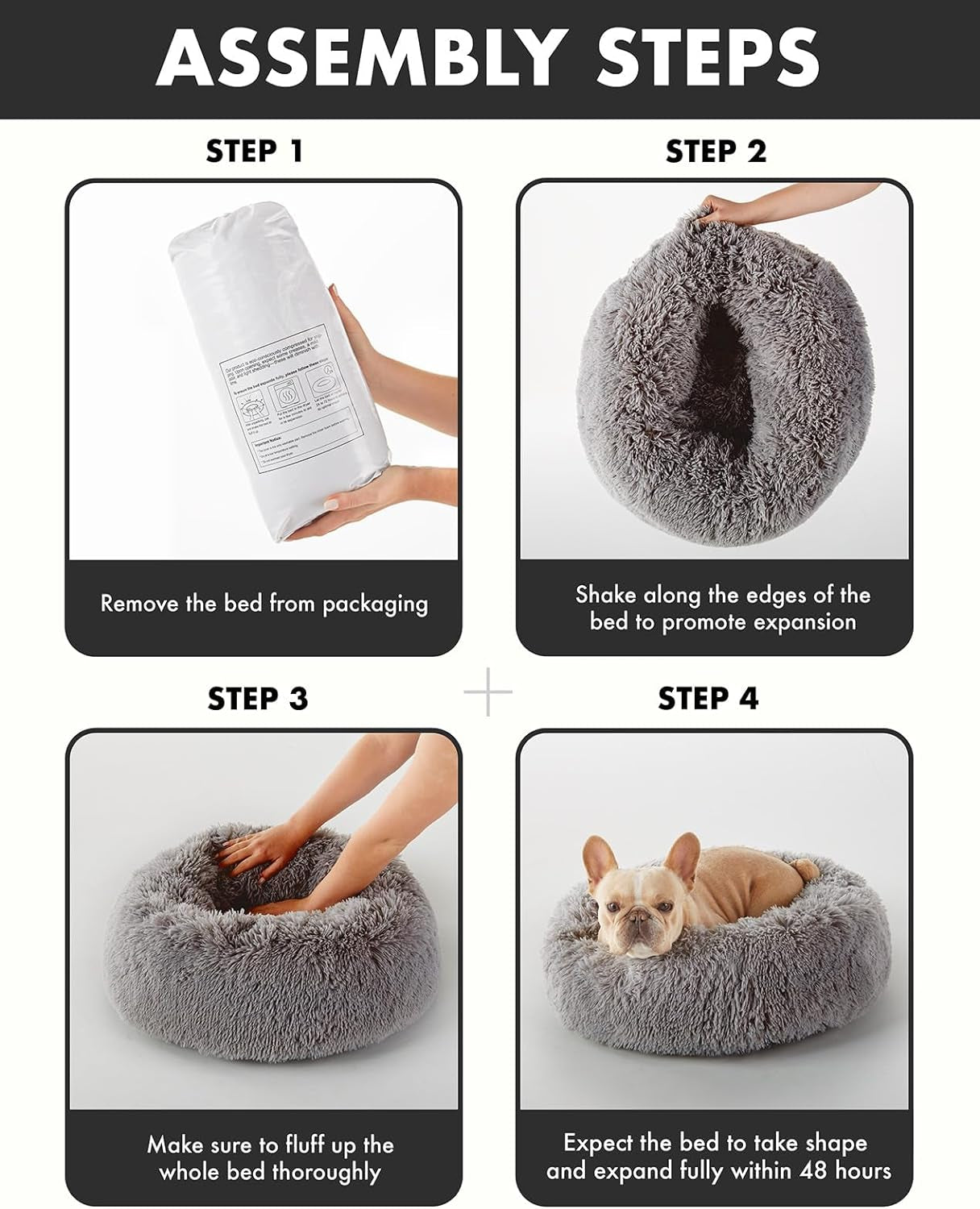 Calming Donut Bed for Dogs and Cats, Ultra Soft Circle Bed, Cozy, Waterproof, Zipper Cover, 30 in Bed, Medium Dog Bed (Ocher)