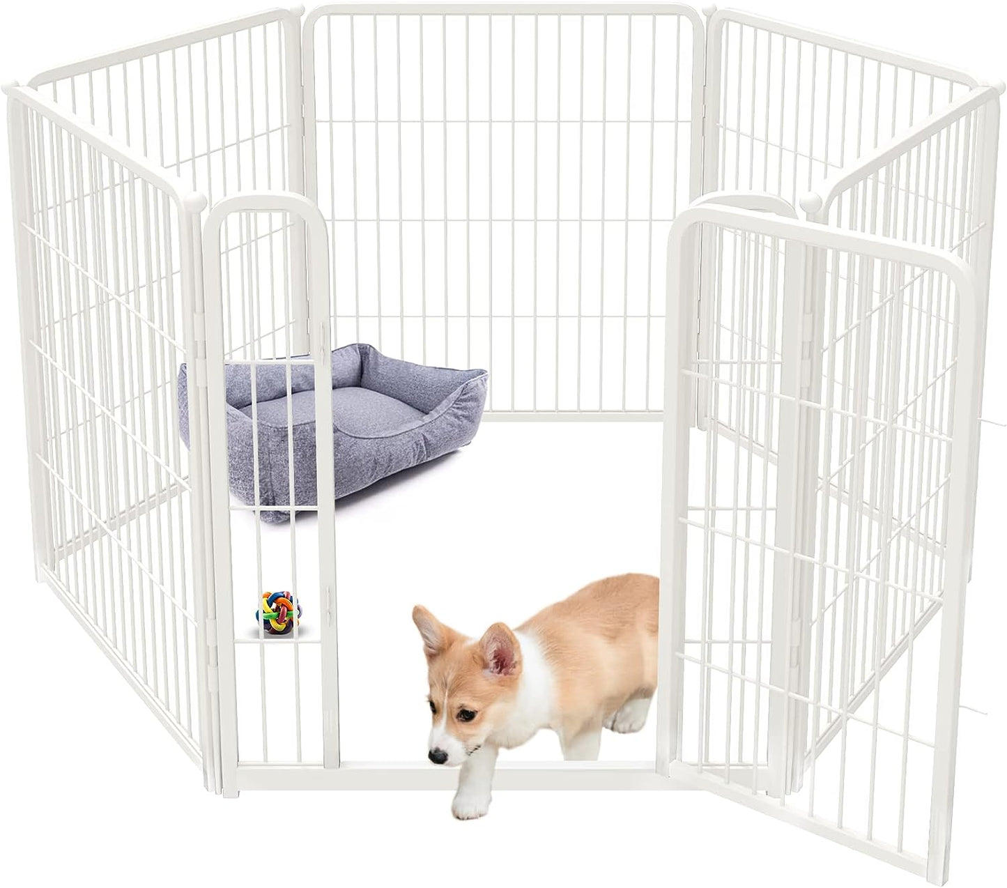 FXW Homeplus Dog Playpen Designed for Indoor Use, 32" Height for Medium Dogs, White│Patented