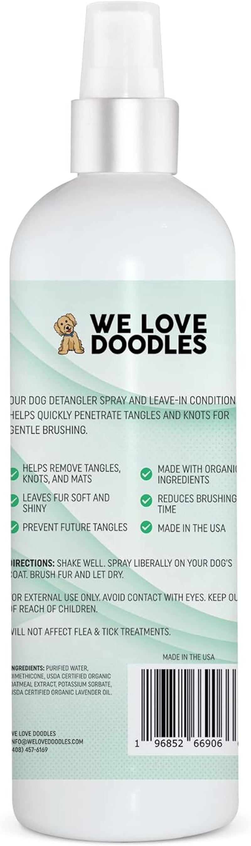 We Love Doodles Dog Detangler Spray - Leave-In Conditioner for Dogs - Dog Detangling Spray - Dematting Spray for Dogs - Tangle Remover - Made in the USA - Large 16 Fl Oz (Lavender)