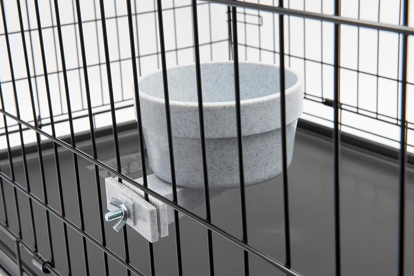 Lixit Quick Lock Removable Dog Kennel Bowls for Wire and Soft Sided Crates (40Oz Wire Crate, Granite)