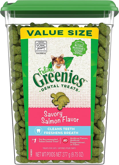 Greenies Feline Adult Natural Dental Care Cat Treats, Succulent Shrimp Flavor, (10) 2.1 Oz. Pouches