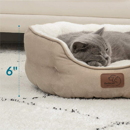 Bedsure Dog Beds for Small Dogs - round Cat Beds for Indoor Cats, Washable Pet Bed for Puppy and Kitten with Slip-Resistant Bottom, 20 Inches, Taupe