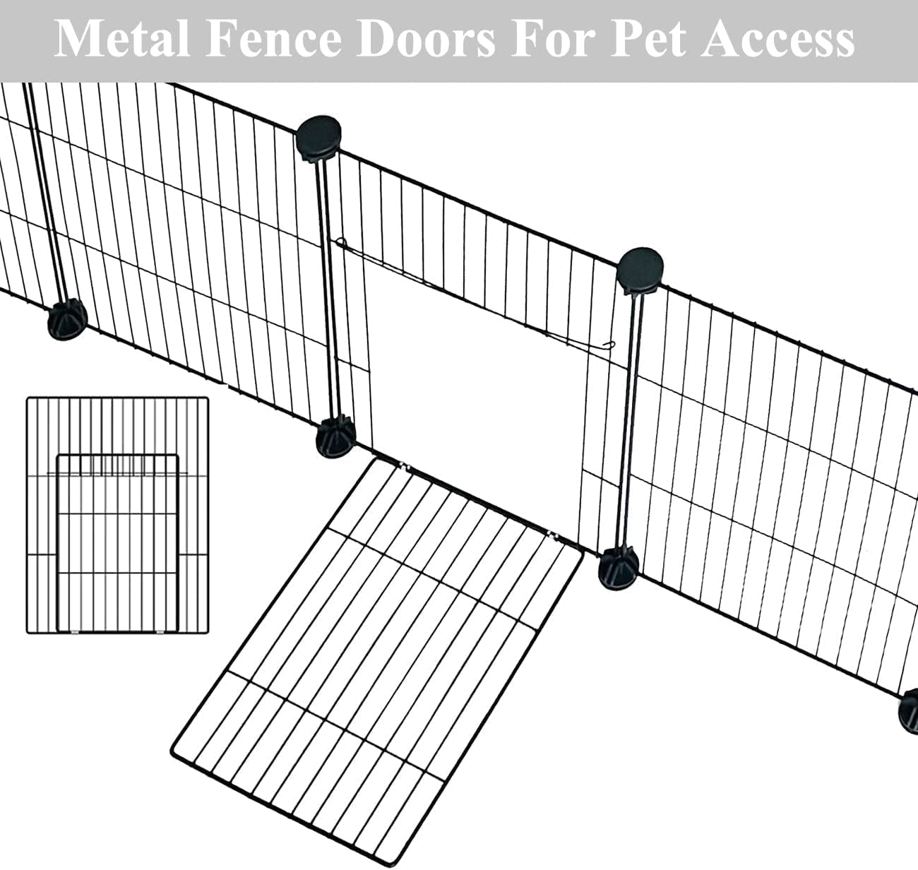 LANGXUN DIY Small Animal Pet Playpen with Door, Rabbit, Guinea Pig Cages, Puppy, Kitten Playpen | Indoor & Outdoor Portable Metal Wire Yard Fence, 12Pcs Pet Panels