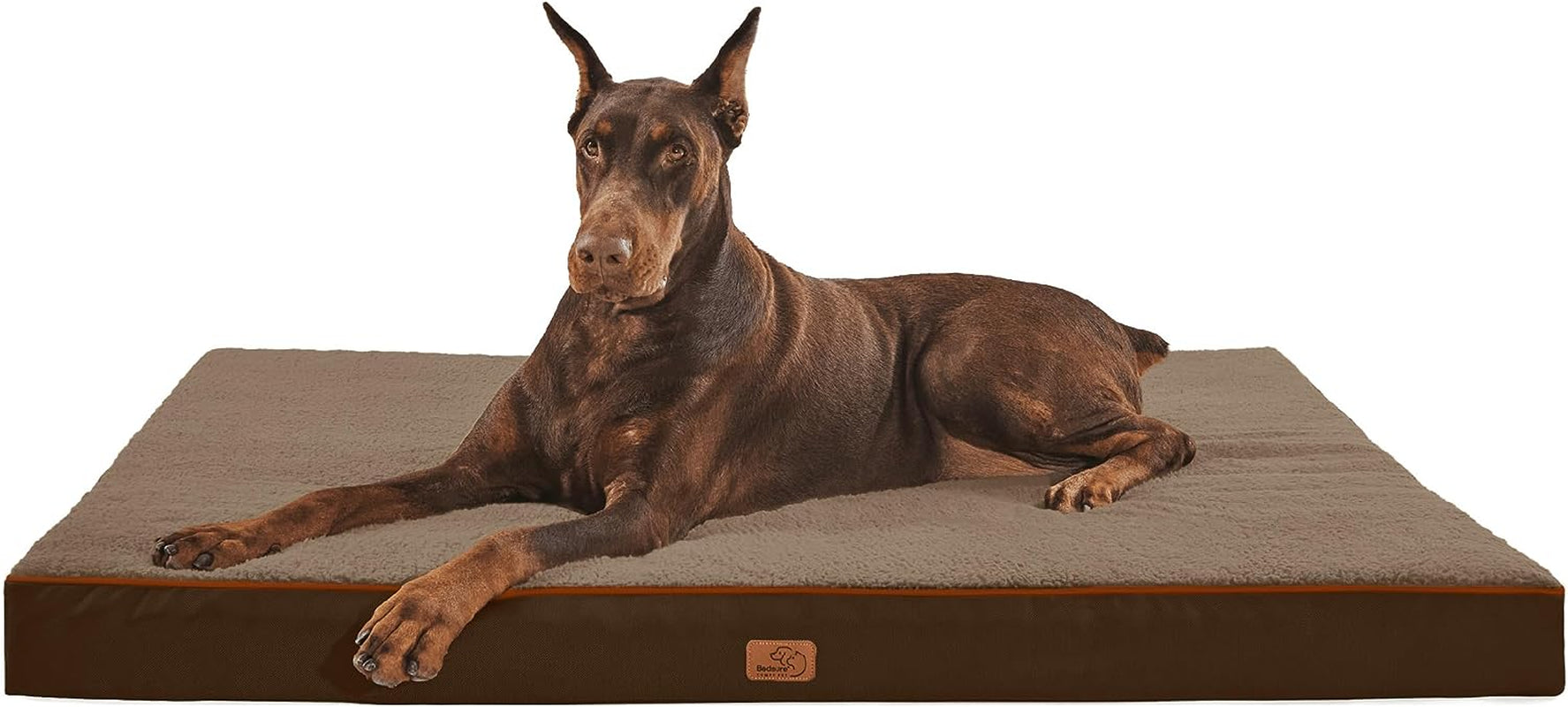 Bedsure Jumbo Dog Bed for Large Dogs - XXL Orthopedic Waterproof Dog Beds with Removable Washable Cover, Egg Crate Foam Pet Bed Mat, Suitable for Dogs up to 150Lbs, Brown