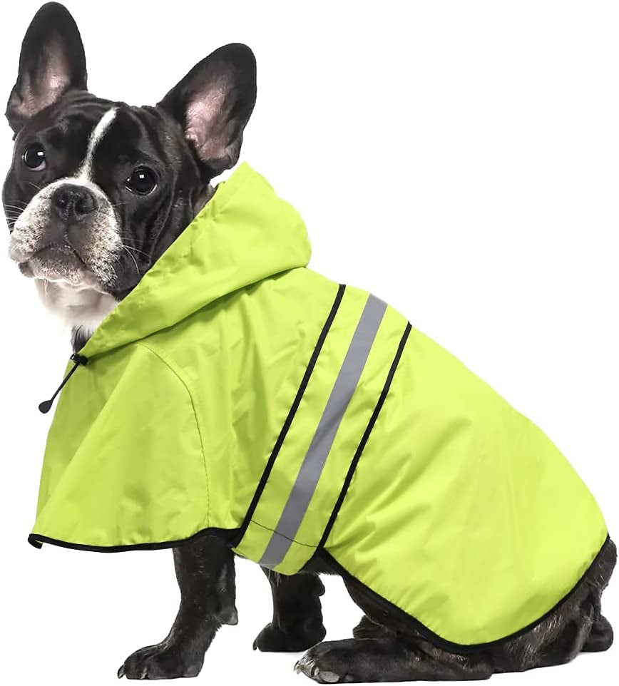 Waterproof Puppy Rain Jacket - Adjustable Reflective Dog Raincoat, Lightweight Dog Hooded Slicker Poncho Raincoats for Small to X- Large Dogs and Puppies (Neon Green, Small)