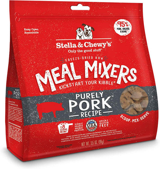 Stella & Chewy'S Freeze Dried Raw Purely Pork Meal Mixer – Dog Food Topper for Small & Large Breeds – Grain Free, Protein Rich Recipe – 3.5 Oz Bag