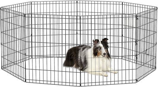 New World Pet Products 30" Foldable Black Metal Dog Exercise Pen No Door