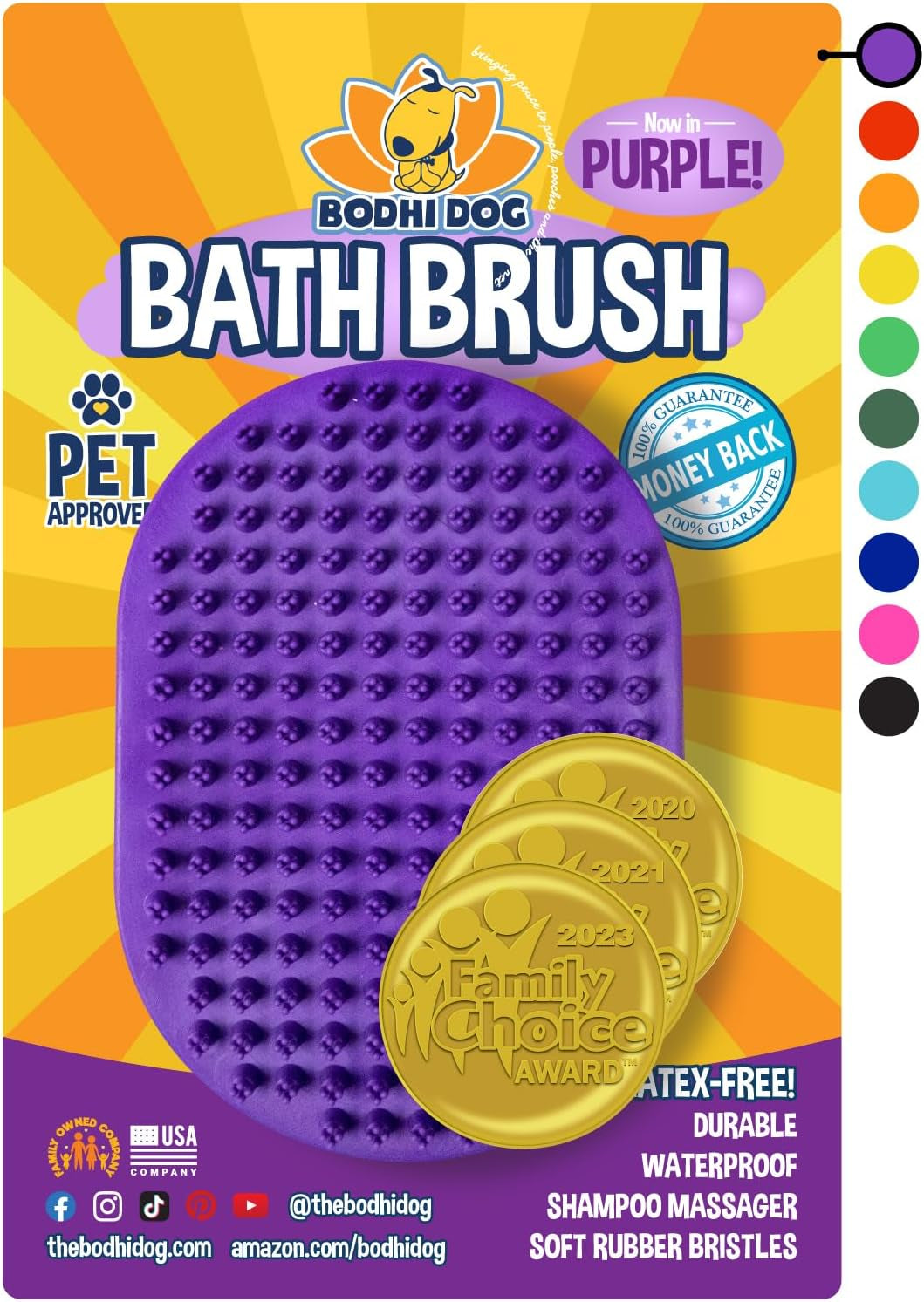 Bodhi Dog Shampoo Brush | Pet Shower & Bath Supplies for Cats & Dogs | Dog Bath Brush for Dog Grooming | Long & Short Hair Dog Scrubber for Bath | Professional Quality Dog Wash Brush