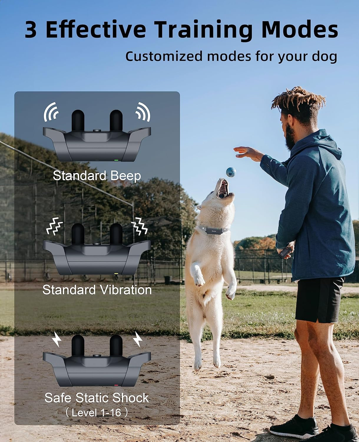 Bousnic Dog Shock Collar with Remote - [New Edition] 4000FT Dog Training Collar for Large Medium Small Dogs (8-120Lbs) Waterproof Rechargeable E Collar with Beep, Vibration, Safe Shock (Grey)