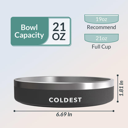 Coldest Dog Bowl, anti Rust Metal & Non Slip Dog Bowls Large, Spill Proof Heavy Duty 3 Layers Insulated Dog Bowl, Food & Water Bowl for Dogs, Cats, Dishwasher Safe (64 Oz, Polished Stainless Steel)