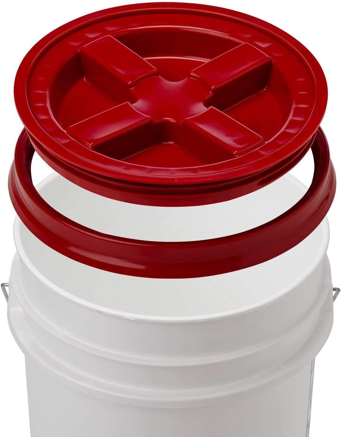 GAMMA2 Gamma Seal Lid - Pet Food Storage Container Lids - Fits 3.5, 5, 6, & 7 Gallon Buckets, Red, Made in USA