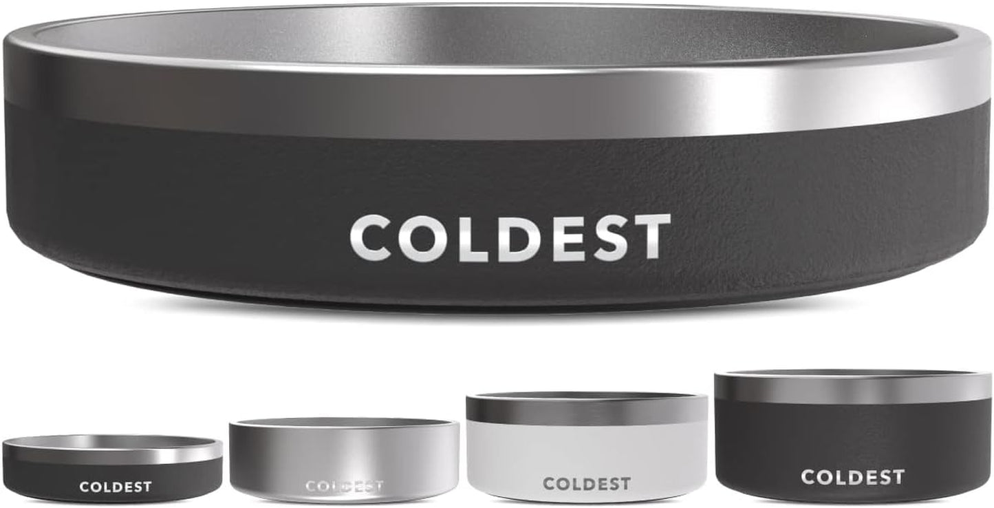 Coldest Dog Bowl, anti Rust Metal & Non Slip Dog Bowls Large, Spill Proof Heavy Duty 3 Layers Insulated Dog Bowl, Food & Water Bowl for Dogs, Cats, Dishwasher Safe (64 Oz, Polished Stainless Steel)