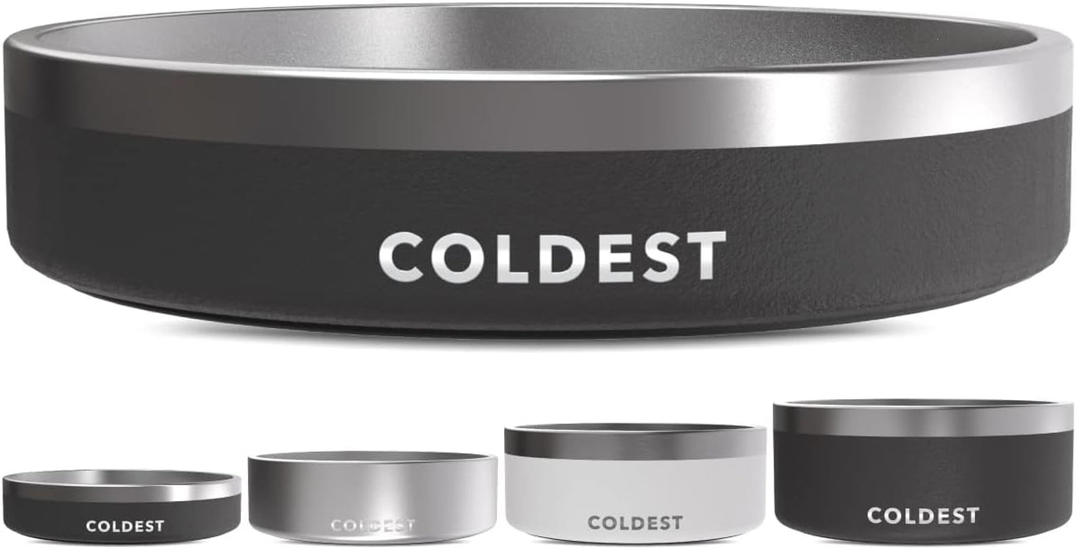 Coldest Dog Bowl, anti Rust Metal & Non Slip Dog Bowls Large, Spill Proof Heavy Duty 3 Layers Insulated Dog Bowl, Food & Water Bowl for Dogs, Cats, Dishwasher Safe (64 Oz, Polished Stainless Steel)