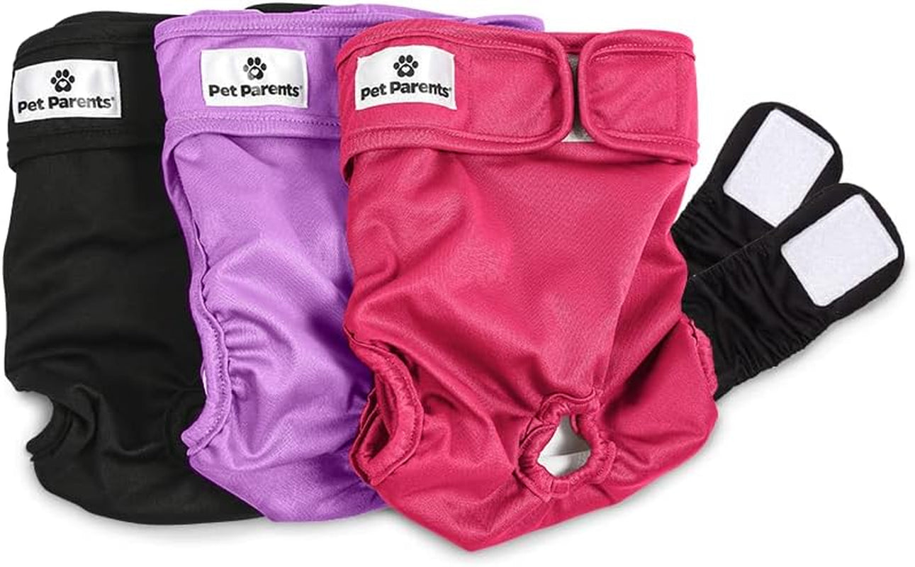 Pet Parents Premium Washable Dog Diapers & Extendrs, (3Pack) of Female Dog Diapers, Color: Princess, Size: Large Dog Diapers Female