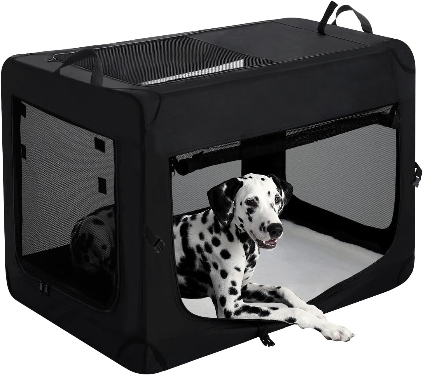 36 Inch 3-Door Collapsible Dog Crate for Large Dogs, Portable Dog Travel Crate for Indoor & Outdoor, Soft Side Pet Foldable Kennel Cage with Durable Mesh Windows & Strong Steel Frame