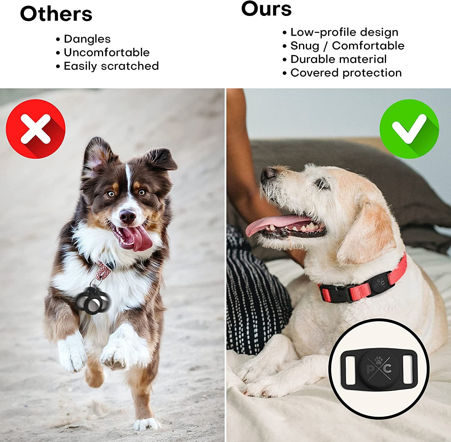 Pup Culture Airtag Dog Collar Holder (2 Pack), Extra-Durable, Lightweight, and Protective Airtag Case for Dog Collar - Track Your Pet Using Apple Airtag Technology - Dog Collar Airtag Holder