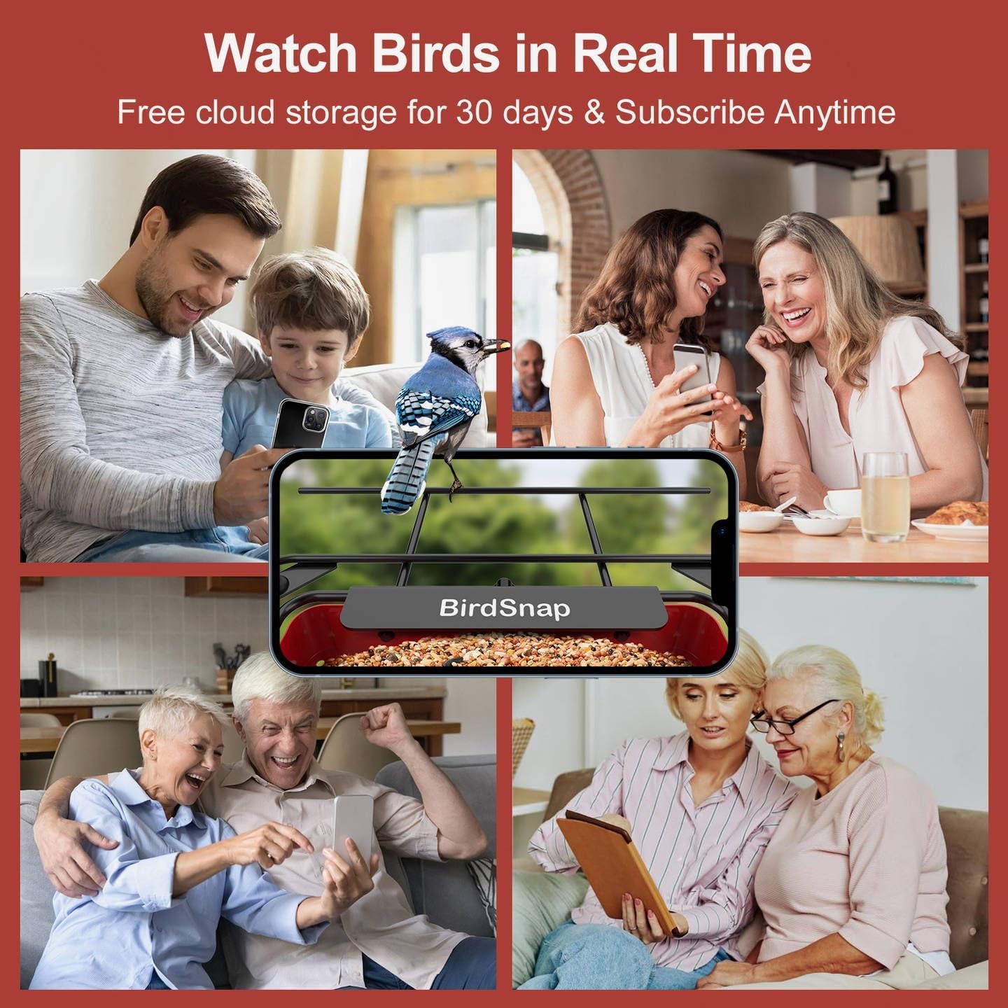 birdsnap® APS - Metal Bird Feeder with Camera Solar Panel 32GB Card, AI Identify 10000+ Birds Camera Feeder, 2K HD Live View Auto Record Bird Video, Ideal Xmas Gift for Bird Lovers