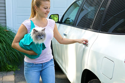 The Original as SEEN on TV. the Comfy Cat Carrier Sling & Grooming Sack in One (Set of 2) Washable and Folds (Leopard)