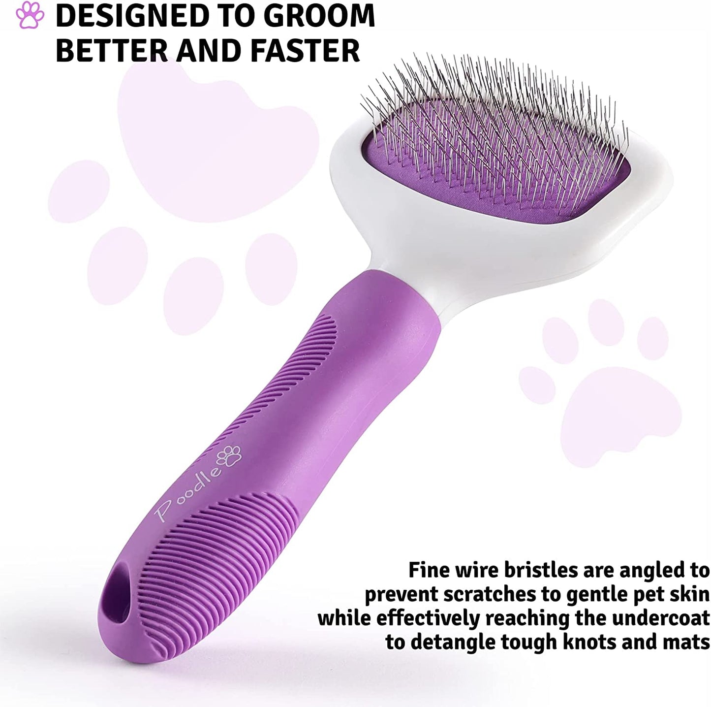 Poodle Pet Slicker Brush - For Dogs, Cats, Rabbits - Matted/Loose Fur, Knots - Suitable for Doodle/Goldendoodle Grooming and Shredding Short/Long Hair