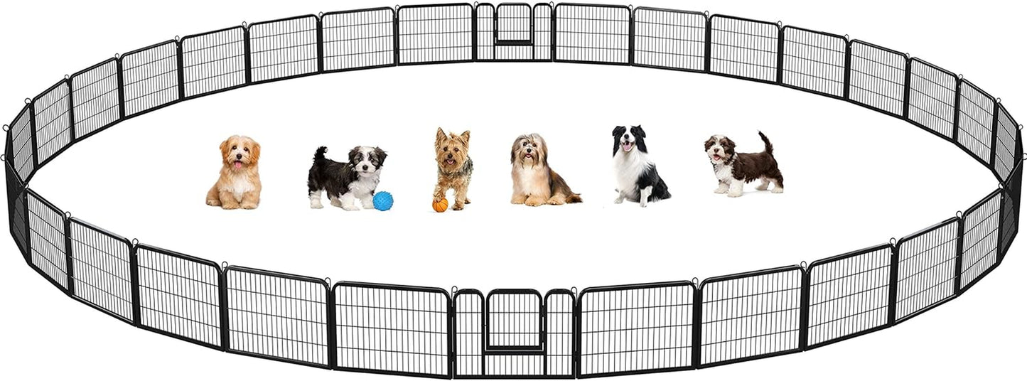 Yaheetech Dog Playpen Outdoor, 32 Panel Dog Fence 24" Indoor Pet Pen for Large/Medium/Small Dogs Heavy Duty Pet Exercise Pen for Puppy/Rabbit/Small Animals Portable for RV Camping Garden Yard