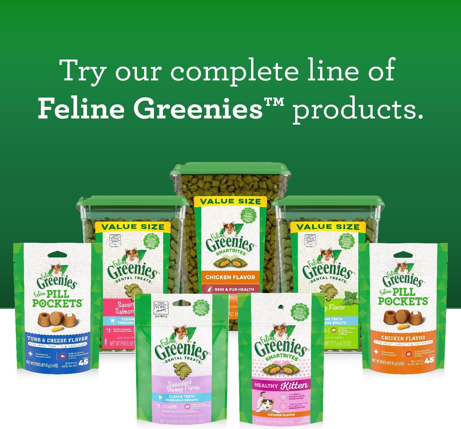 Greenies Feline Adult Natural Dental Care Cat Treats, Succulent Shrimp Flavor, (10) 2.1 Oz. Pouches