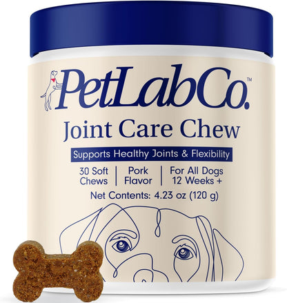 Petlab Co. Joint Care Chews - High Levels of Glucosamine for Dogs, Green Lipped Mussels, and Omega 3 - Dog Hip and Joint Supplement to Actively Support Mobility - Salmon