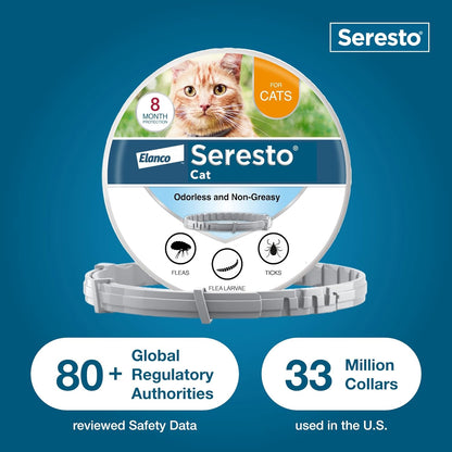 Seresto Cat Vet-Recommended Flea & Tick Treatment & Prevention Collar for Cats | 8 Months Protection