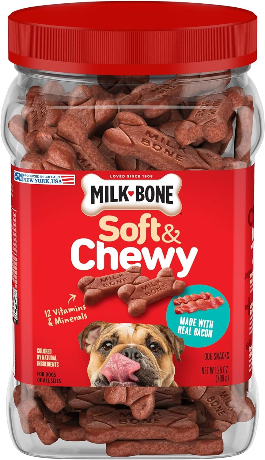 Milk-Bone Soft & Chewy Dog Treats Made with Real Bacon, 25 Ounce