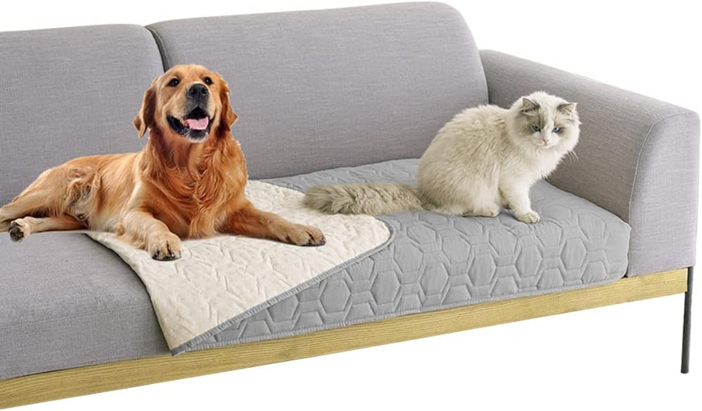 Waterproof and Non-Slip Dog Bed Cover and Pet Blanket Sofa Pet Bed Mat ，Car Incontinence Mattress Protectors Furniture Couch Cover for Most Cats Dogs,Pets<30X70-Light Grey>