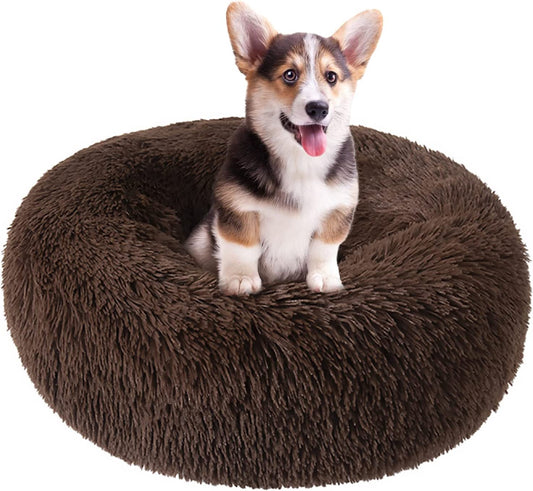 Dog Bed for Small Medium Large Dogs, 24 Inch Calming Dogs Bed, Washable-Round Cozy Soft Pet Bed for Puppy and Kitten with Slip-Resistant Bottom