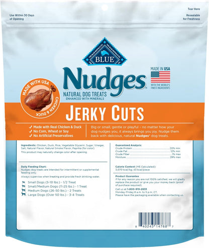 Blue Buffalo Nudges Jerky Cuts Dog Treats, Made in the USA with Natural Ingredients, Chicken & Duck, 16-Oz. Bag