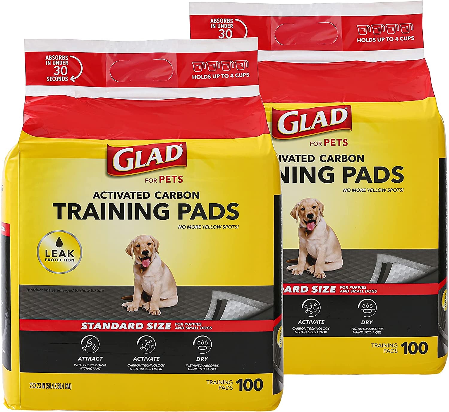 Glad for Pets Black Charcoal Puppy Pads, 100 Count -2 Pack | Puppy Potty Training Pads That Absorb & NEUTRALIZE Urine Instantly | New & Improved Quality Puppy Pee Pads