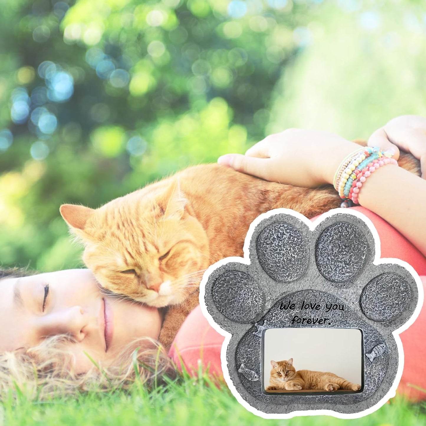 Pet Memorial Stones for Dog or Cats,Loss of Dog Sympathy Gift Indoor Display,Pet Grave Markers Dog Bereavement Gifts Outdoor Tombstone Heart Shaped Carve You Will Forever Be in Our Heart