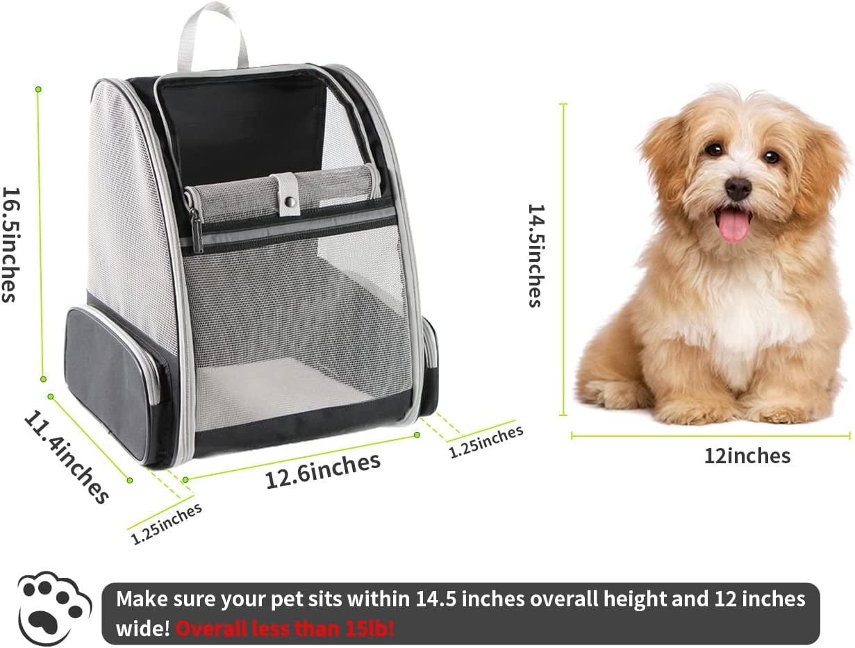 Texsens Pet Backpack Carrier for Small Cats Dogs | Ventilated Design, Safety Straps, Buckle Support, Collapsible | Designed for Travel, Hiking & Outdoor Use (Creamy White)