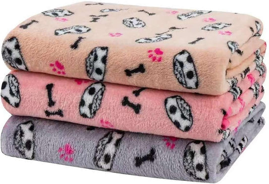 Dono 1 Pack 3 Dog Blankets, Soft Fluffy Fleece Pet Blanket Warm Sleep Mat Paw Print Design Puppy Kitten Throw Blanket Doggy Mat, Blanket for Dogs