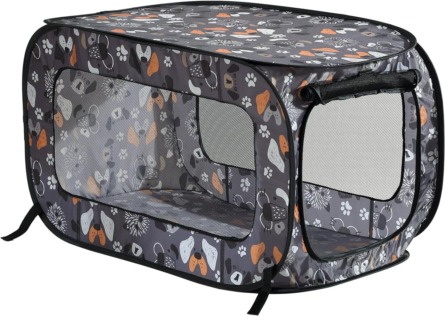 Beatrice Home Fashions Portable, Collapsible, Pop up Kennel Travel Cat and Dog Crate, 24" L X 16.6" W X 16" H, Face of Love