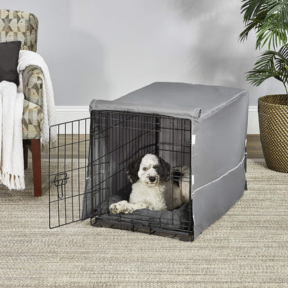 Midwest Homes for Pets Double Door Dog Crate Kit Includes One Two-Door Crate, Matching Gray Bed & Gray Crate Cover, 36-Inch Kit Ideal for Medium Dog Breeds