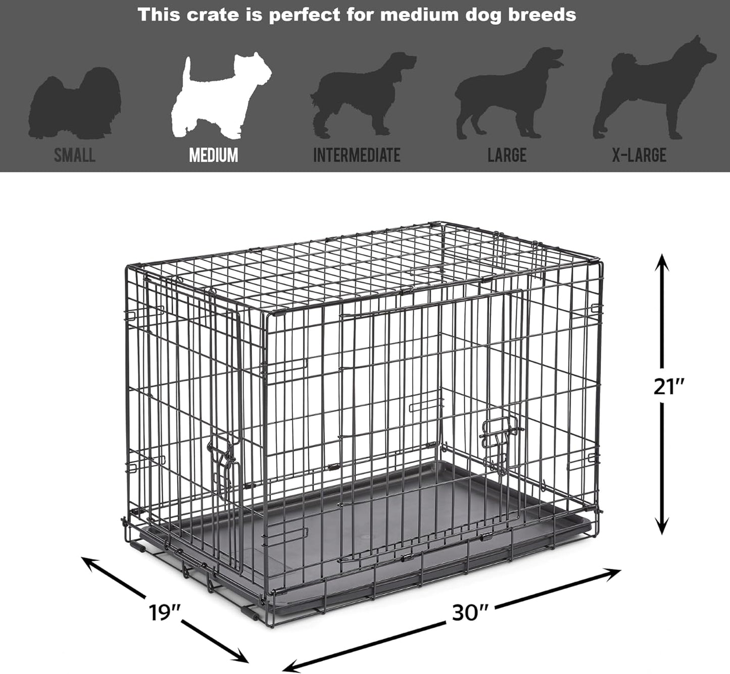 New World Newly Enhanced Double Door New World Dog Crate, Includes Leak-Proof Pan, Floor Protecting Feet, & New Patented Features, 24 Inch