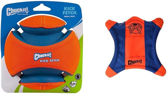 Chuckit! Kick Fetch Ball, Small & Flying Squirrel, Medium, Orange/Blue, Dog Toys for Medium Breeds