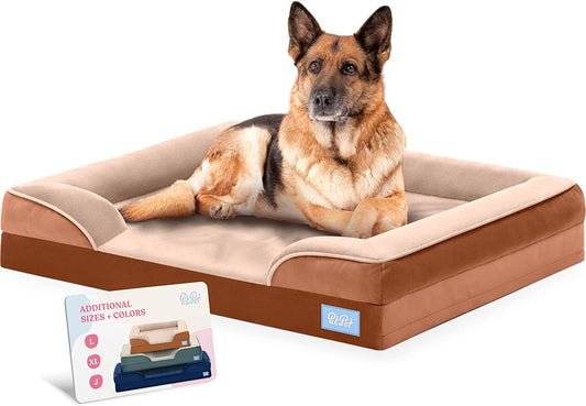 Orthopedic Sofa Dog Bed - Ultra Comfortable Dog Bed for Large Dogs - Breathable & Waterproof Pet Bed- Egg Foam Sofa Bed with Extra Head and Neck Support - (X-Large, Brown)