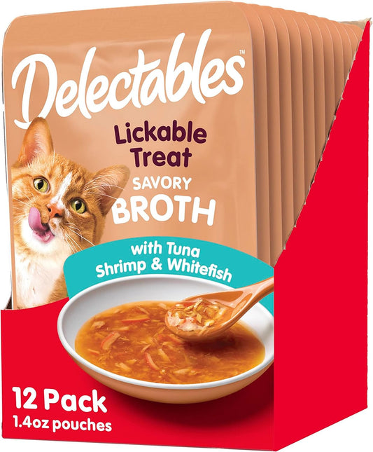 Hartz Delectables Savory Broths Variety Lickable Wet Cat Treats, 12 Count