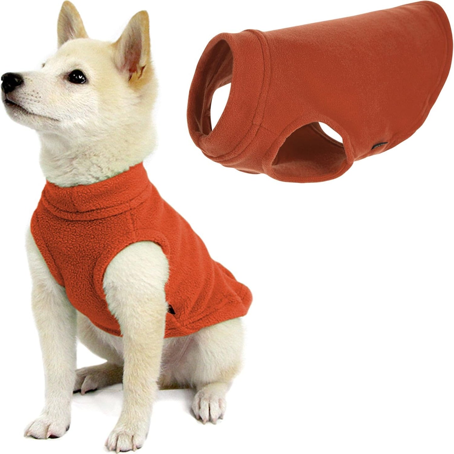 Gooby Stretch Fleece Vest Dog Sweater - Pumpkin, Medium - Warm Pullover Fleece Dog Jacket - Winter Dog Clothes for Small Dogs Boy or Girl - Dog Sweaters for Small Dogs to Dog Sweaters for Large Dogs