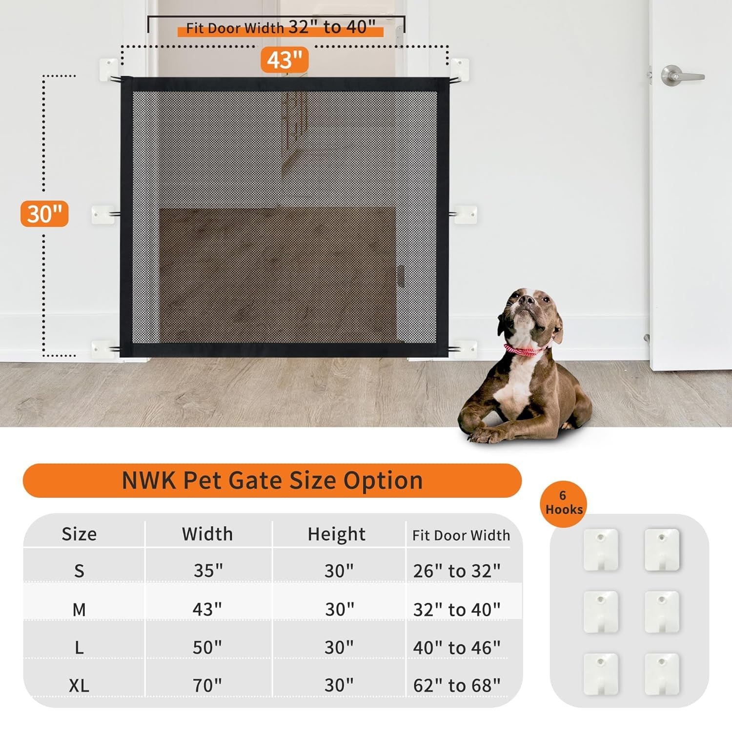 NWK Magic Pet Gate for the House Stairs Providing a Safe Enclosure for Pets to Play and Rest, 6 Loops Design (30'' X 70'')