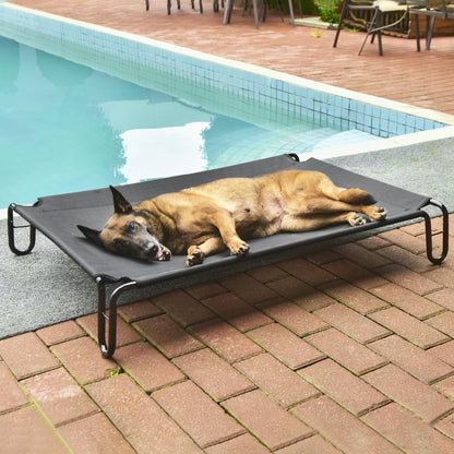 Dog Bed, Medium, Elevated Outdoor, Water Resistant, Teslin Mesh, 35.5X25.6X8 Inches, 40 Lbs, Grey