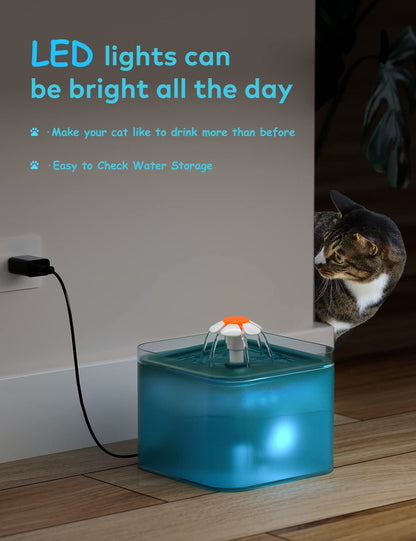 AONBOY Cat Water Fountain with 6 Filters（Cyan）